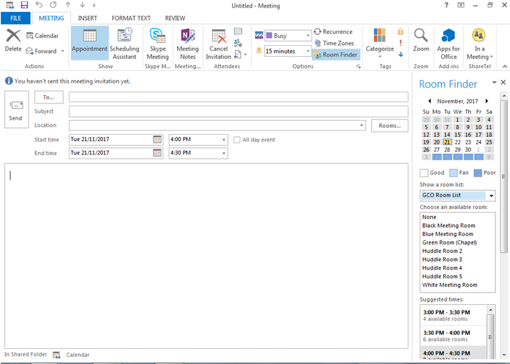 How To Use Room Finder In Outlook United Church Of Canada