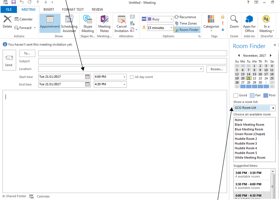 How To Use Room Finder In Outlook United Church Of Canada